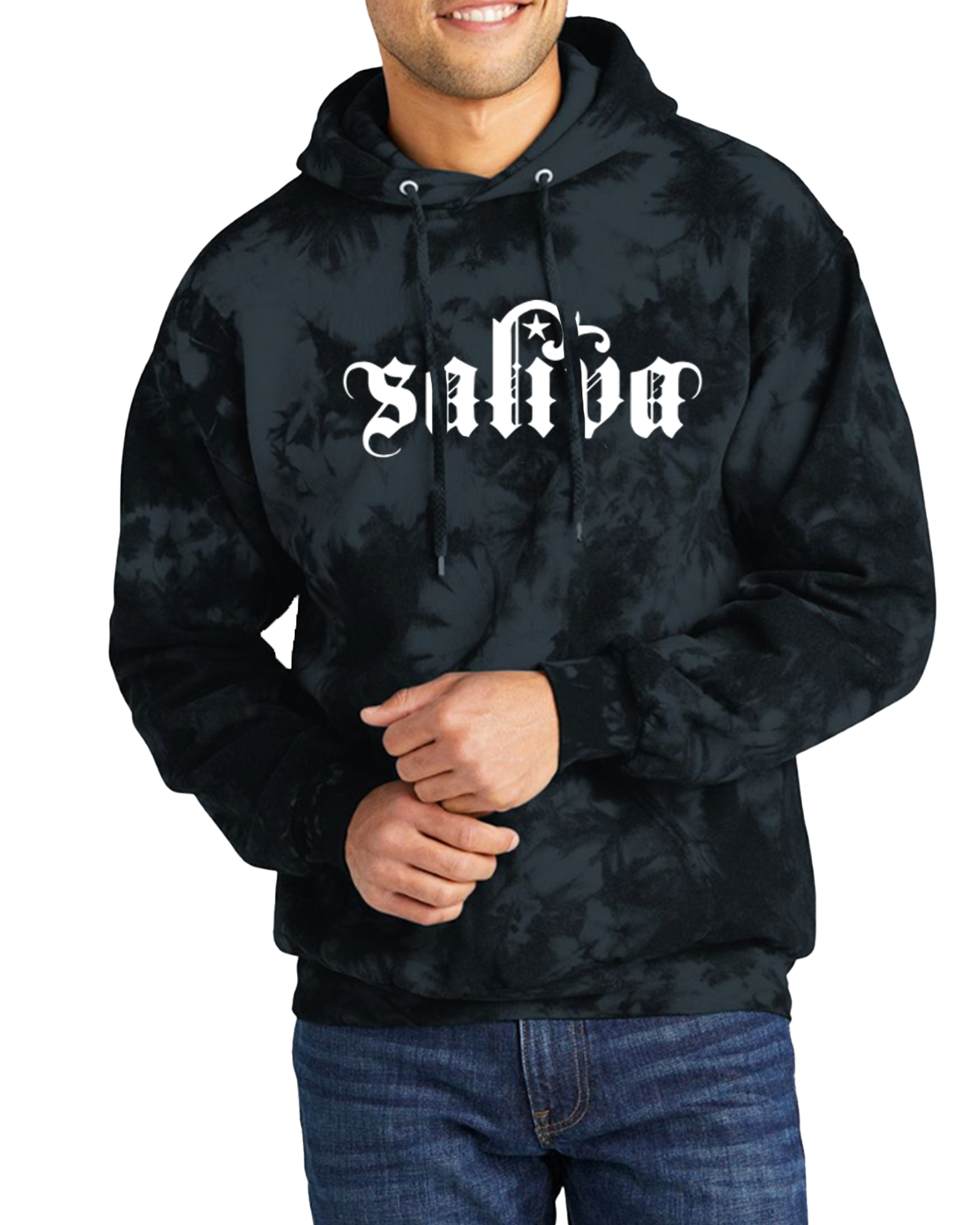 Saliva Tie Dye Logo Hoodie - Black