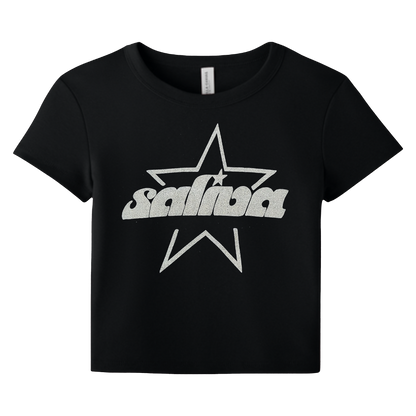 Saliva Throwback Logo Crop Top - Black