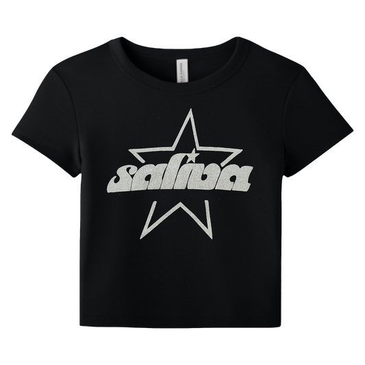 Saliva Throwback Logo Crop Top - Black